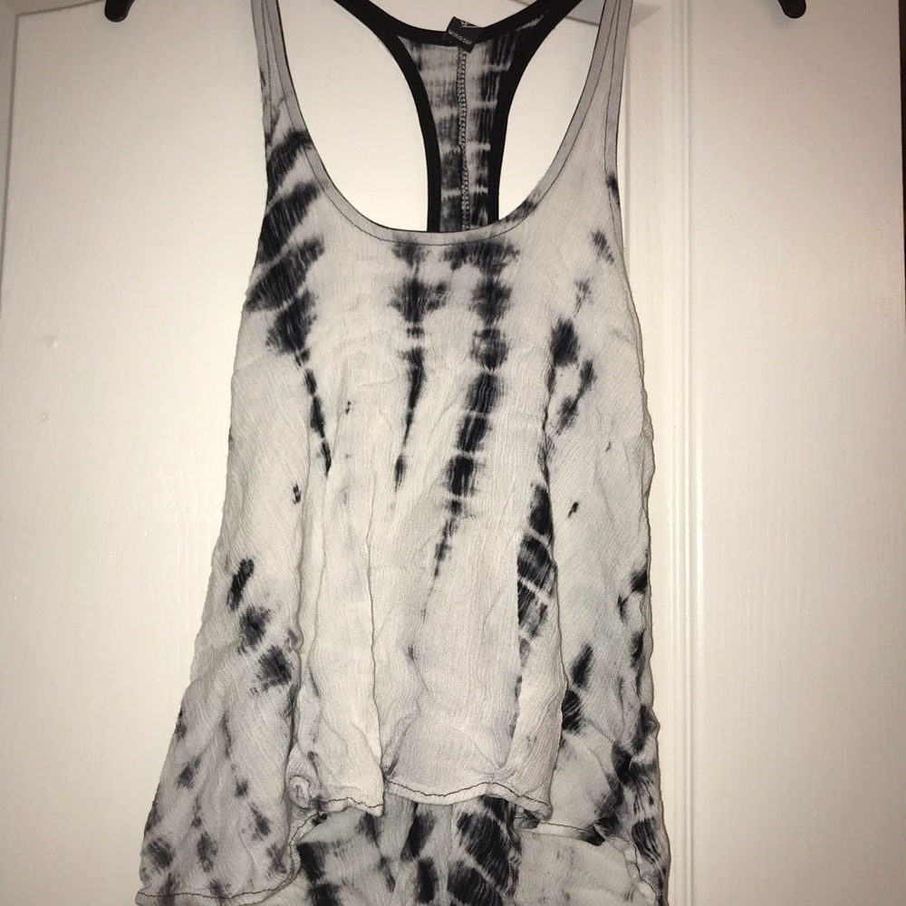 Black and White Tie-Dye Tank Top - Picture 2 of 2